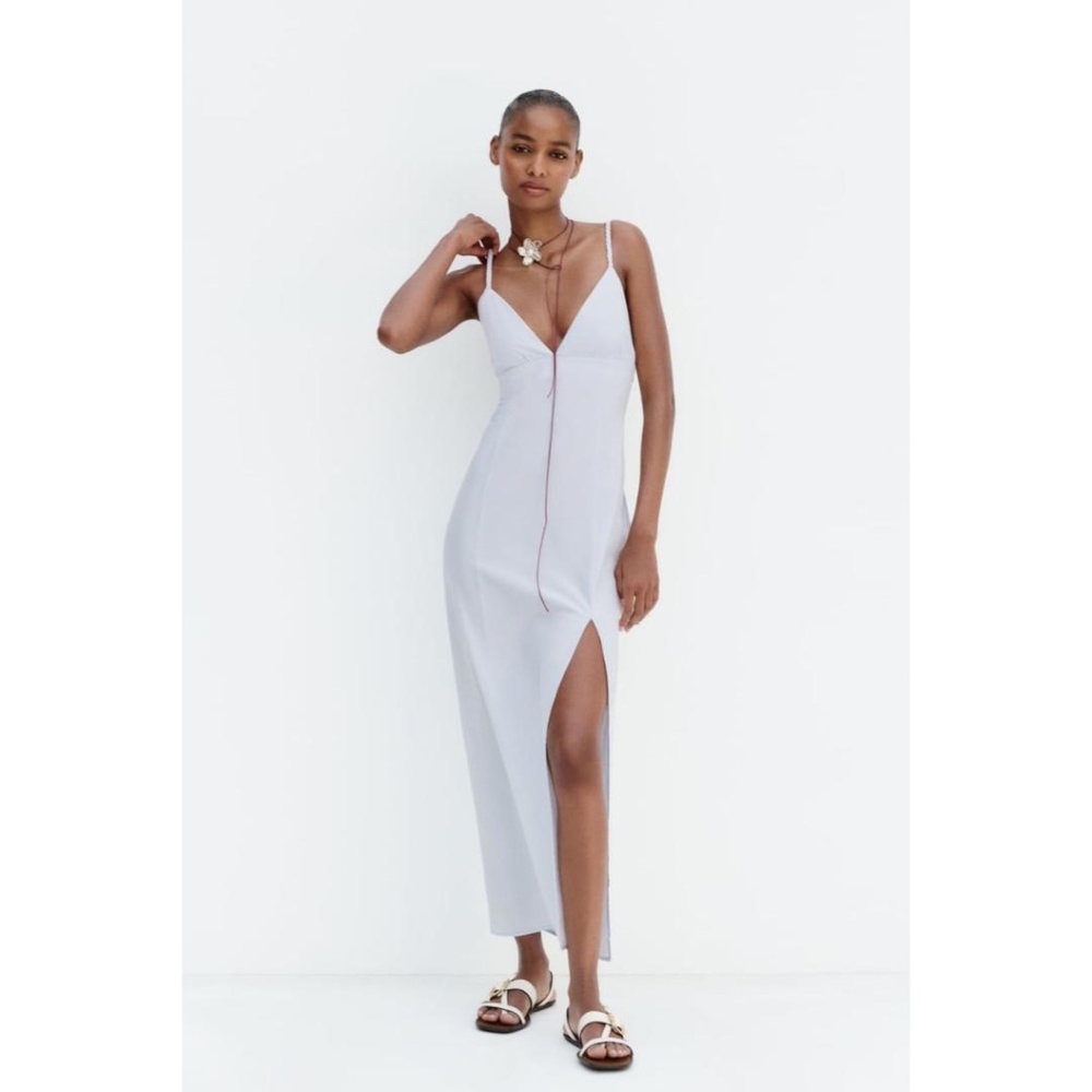 ZARA Woven Strap Midi Dress NWT